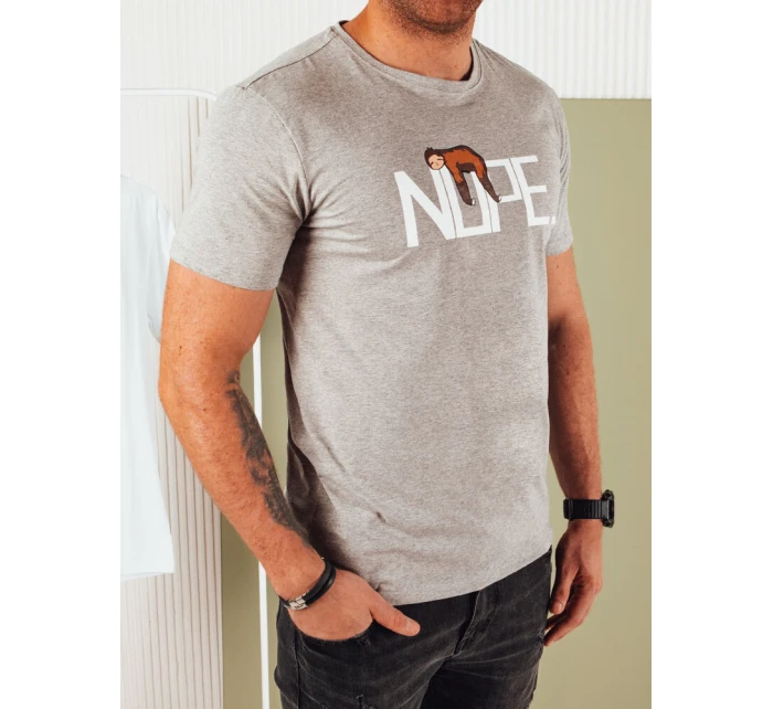 Pánské šedé tričko s potiskem Dstreet RX5355 Pánské šedé tričko s potiskem Dstreet RX5355