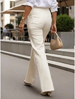 Dámské džíny s vysokým pasem a širokými nohavicemi ecru FashionStreet UY3052 Dámské džíny s vysokým pasem a širokými nohavicemi ecru FashionStreet UY3052