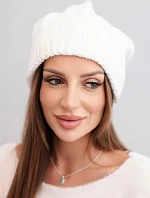 Dámská zimní čepice s ušima a žebrovaným vzorem K440 bílá