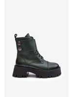 Kůže Dámské Botky Workery Zelené Lemar model 21637681 - Boto