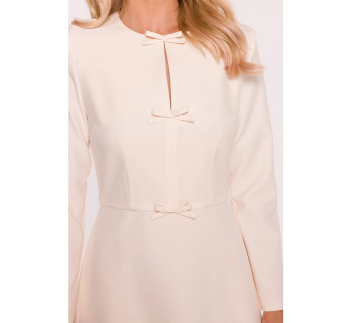 S414 Šaty s mašlí - slonová kost S414 Šaty s mašlí - slonová kost