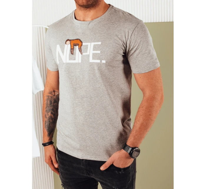 Pánské šedé tričko s potiskem Dstreet RX5355 Pánské šedé tričko s potiskem Dstreet RX5355