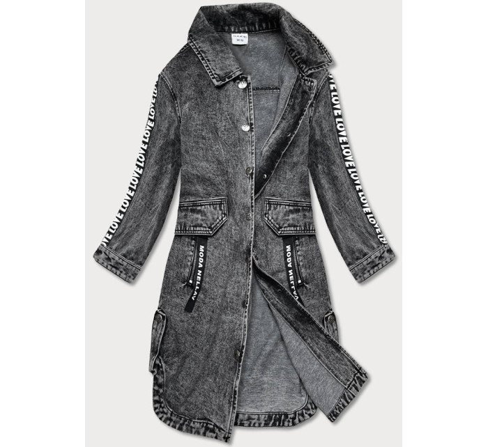 Volná černá dámská džínová bunda/přehoz přes oblečení (POP7017-K)