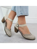 Skórzane damskie na beżowe model 22033933 - Rieker