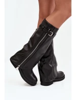Dámské kozačky s límcem sponou a zipem vyhřívané černé model 21711800 - Boto Dámské kozačky s límcem sponou a zipem vyhřívané černé model 21711800 - Boto