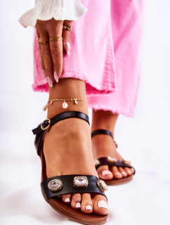 Klasické dámské sandály s ozdobami černe Harrie