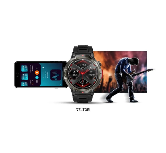 Černý silikonový řemínek model 21805555 - VELTORI