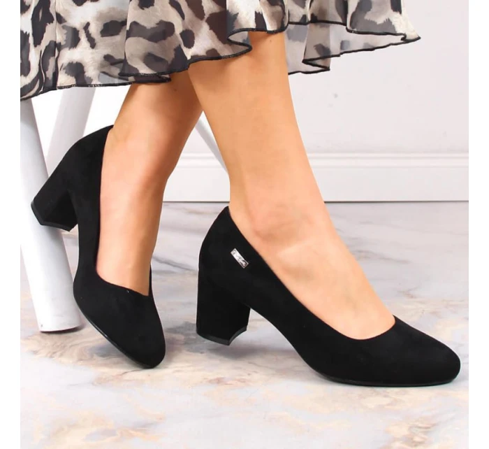 Sergio Leone W SK314D černé semišové lodičky na podpatku