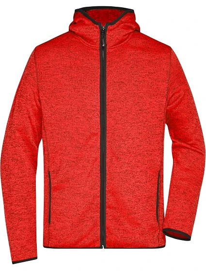 Daiber JN 589 Pánská pletená fleecová bunda s kapucí 02.0589 red melange/black Daiber JN 589 Pánská pletená fleecová bunda s kapucí 02.0589 red melange/black