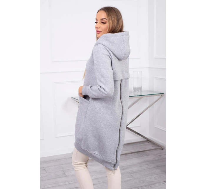 Zateplená mikina se zipem na zádech šedá Zateplená mikina se zipem na zádech šedá