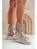 Kožené Semišové Boty Na Platformě Zateplené Maciejka 06565-04 Béžové