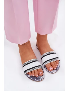 Vzory Ploché Dámské Pantofle Bílé Leysi