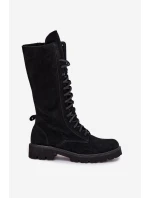 Semišové kotníkové boty se šněrováním do půli  Černé model 21707488 - Zazoo