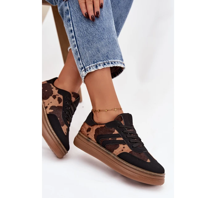 Dámské tenisky na platformě s flíčky černé Denissa Dámské tenisky na platformě s flíčky černé Denissa