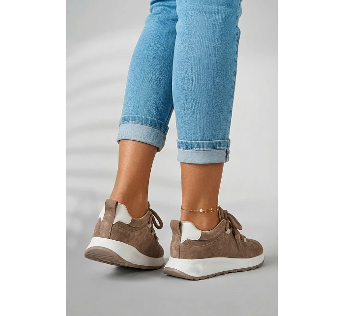 Dámské kožené semišové tenisky Hnědé model 22069525 - EVENTO