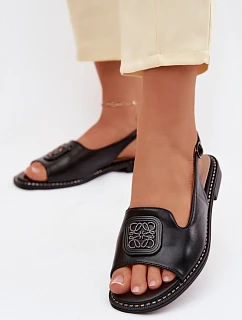 Dámské sandály na nízkém podpatku s ozdobou S.Barski KV61-6016 Černé