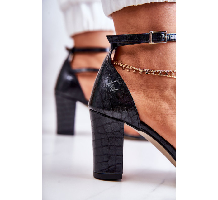 Dámské kožené sandály s krystaly černá Ramona