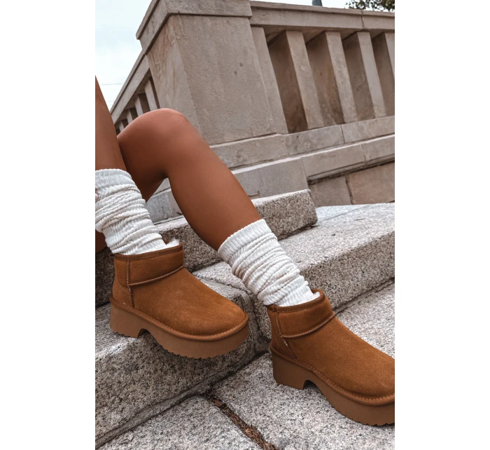 Dámské sněhule Milora z přírodního semiše s kožešinou – camel Dámské sněhule Milora z přírodního semiše s kožešinou – camel