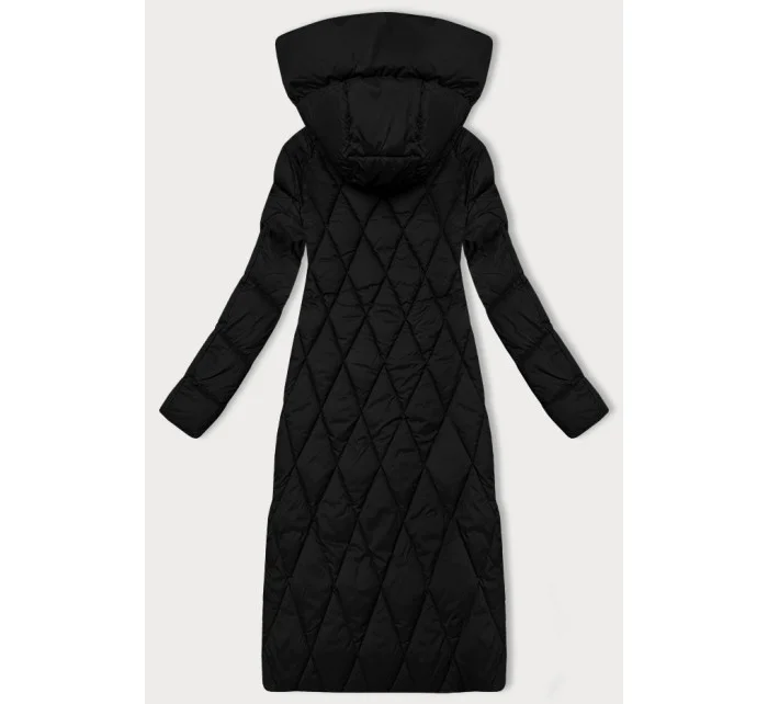 Černá dlouhá dámská zimní bunda s kapucí Libland (7832)