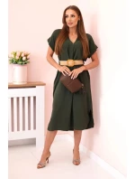 Šaty s ozdobným páskem khaki Šaty s ozdobným páskem khaki
