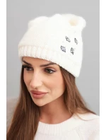 Dámská zimní čepice vlněná s krystaly a vzorem model 21859341 mocca - K-Fashion