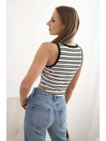 Dámská pruhovaná bavlněná bezrukávová blůza černá