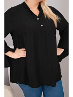 Dámská viskózová halenka Plus Size s model 22043150 rukávem a výstřihem do V černá - K-Fashion