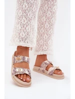 Vzorované Dámské Pantofle Na Platformě Béžové Sorina Vzorované Dámské Pantofle Na Platformě Béžové Sorina