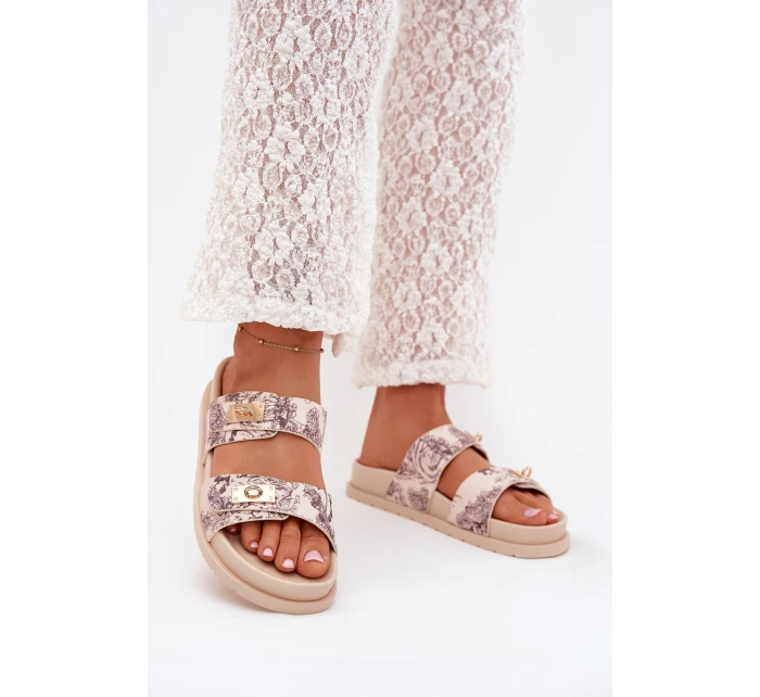 Vzorované Dámské Pantofle Na Platformě Béžové Sorina Vzorované Dámské Pantofle Na Platformě Béžové Sorina