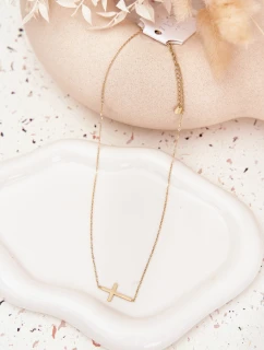 Náhrdelník S Křížkem Chirurgická Ocel Zlatý