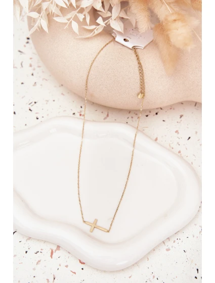 Náhrdelník S Křížkem Chirurgická Ocel Zlatý Náhrdelník S Křížkem Chirurgická Ocel Zlatý