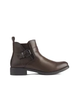 Trendy kotníčkové boty dámské hnědé na plochém podpatku Trendy kotníčkové boty dámské hnědé na plochém podpatku