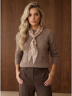 Sweter damski z apaszką fango FashionStreet MY2671 Sweter damski z apaszką fango FashionStreet MY2671