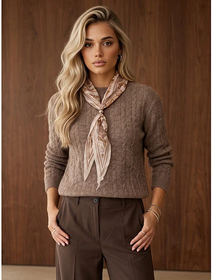 Sweter damski z apaszką fango FashionStreet MY2671 Sweter damski z apaszką fango FashionStreet MY2671