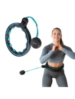 MAGNETICKÝ HULA HOP SET ČERNÝ/TYRKYSOVÝ HHM17 S POČÍTADLEM HMS + ZEŠTÍHLUJÍCÍ PÁS BR163 ČERVENÝ