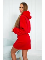 Zateplené šaty s obálkovým dnem červené