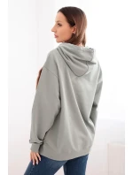 Dámská mikina s kapucí a klokankou z bavlny tmavě mátová