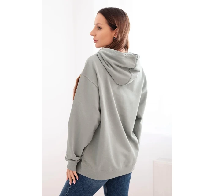 Dámská mikina s kapucí a klokankou z bavlny tmavě mátová