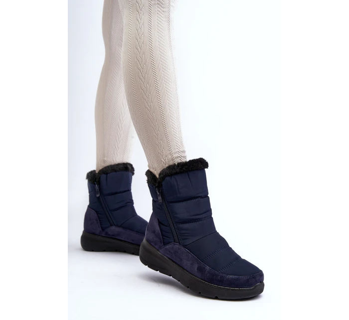 Dámské zimní boty s kožešinou modré model 21644841 - Boto Dámské zimní boty s kožešinou modré model 21644841 - Boto