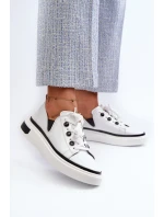 Bílé lakované dámské kožené tenisky D&A LR535