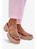 Dámské kožené sandály model 21701942 zlaté - Maciejka Dámské kožené sandály model 21701942 zlaté - Maciejka