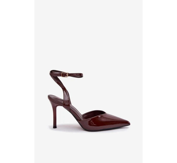 Lakované lodičky s patou čokoládové model 21788258 - Boto Lakované lodičky s patou čokoládové model 21788258 - Boto