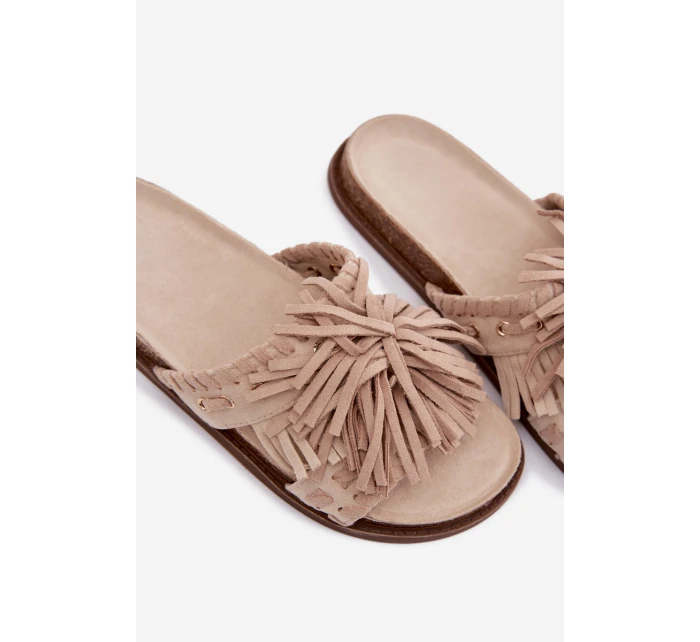 Dámské pantofle Béžové S Fringing Glorinna