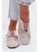 Semišové Nízké Dámské Tenisky Big Star TT274599 Béžové