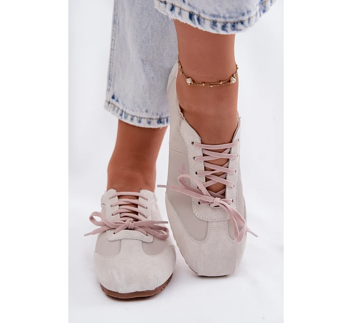 Semišové Nízké Dámské Tenisky Big Star TT274599 Béžové