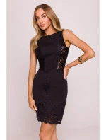 M864 Mini šaty s krajkovými panely - černé