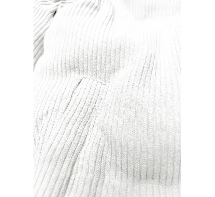 Bílá dámská manšestrová bunda s vysokým stojáčkem J Style (5M3230-281)