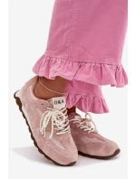 Kožené semišové dámské tenisky model 22031946 Růžové - D&A
