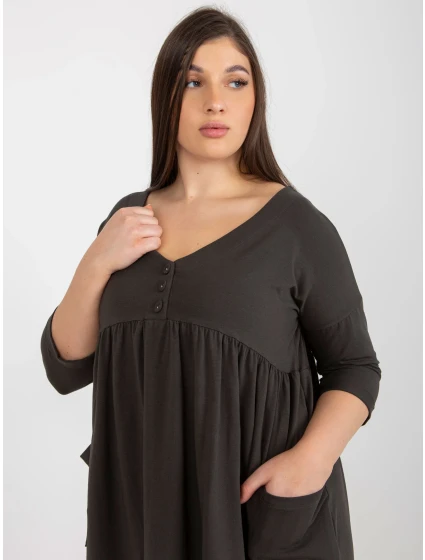 RV šaty SK model 18385591 tmavá khaki - FPrice RV šaty SK model 18385591 tmavá khaki - FPrice