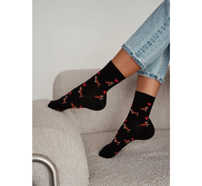 Milena ponožky 0200-201 Valentýnské jezevčíky 37-41